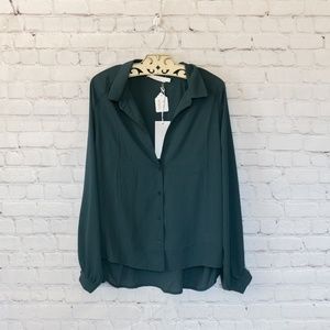 Lush Green Button Down Collared Blouse